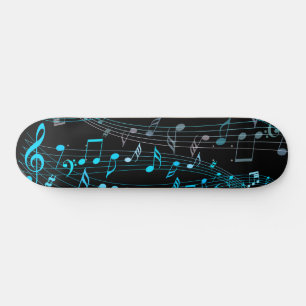 Black and Blue Musical Notes Skateboard