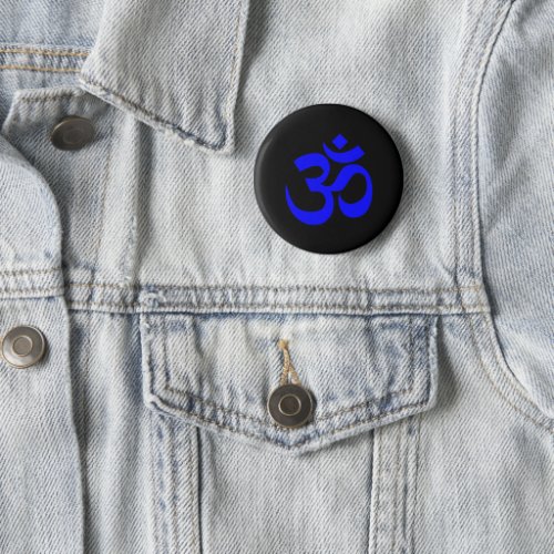 Black and Blue Om Symbol Button