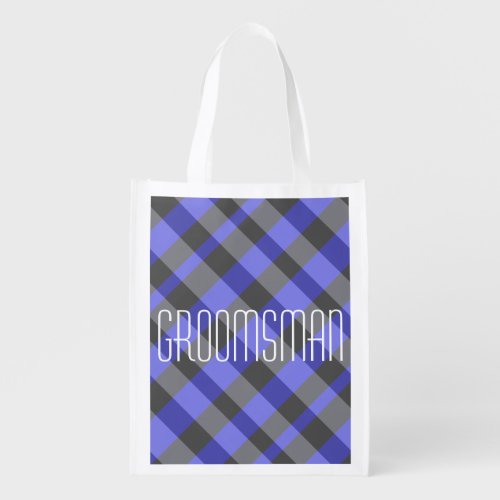 Black and Blue Opaque Plaid Groomsman Bag