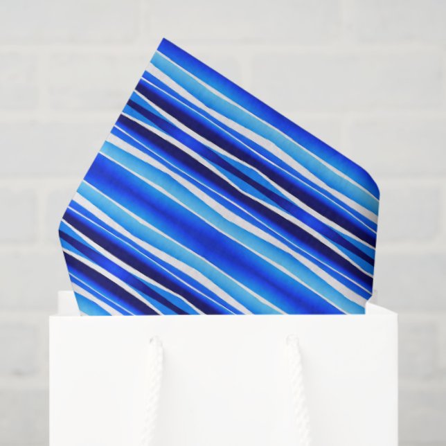 Black and Blue Painted Stripes  Tissue Paper (Gift Bag)