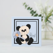 Black and Blue Panda Baby Shower Invitation (Standing Front)