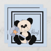 Black and Blue Panda Baby Shower Invitation (Front/Back)