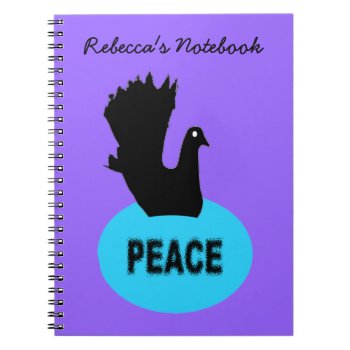 Black And Blue Peace Dove Customizable Notebook by Fallen_Angel_483 at Zazzle