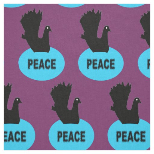 Black and Blue Peace Dove Patterned Craft Fabric