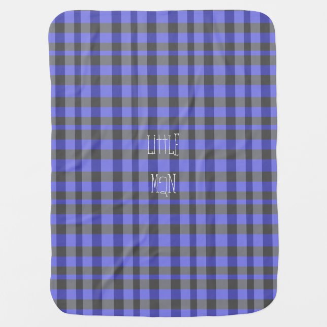 Black and Blue Plaid Baby Boy Blanket (Front)