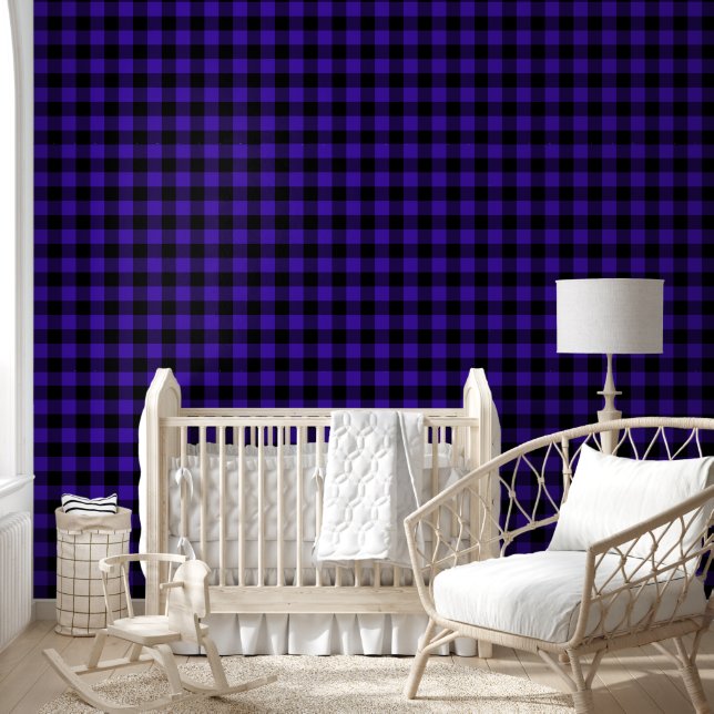 Black and Blue Plaid Check Wallpaper (Kids)