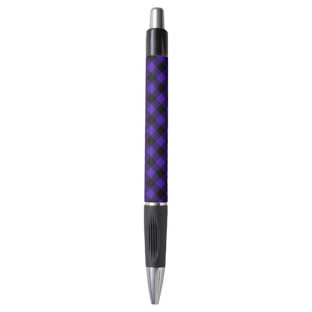 Black and Blue Plaid Checked Pen (Front Vertical)