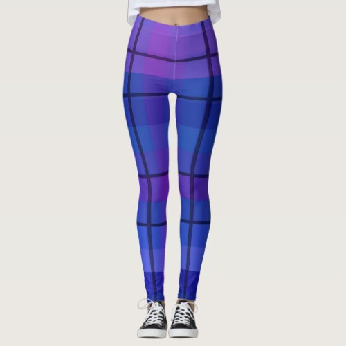 Black And Blue Plaid Leggings