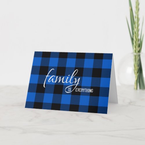 Black and Blue Plaid Step Brother Birthday   Card