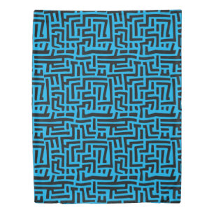 Black And Blue Pop Art Maze Pattern Duvet Cover