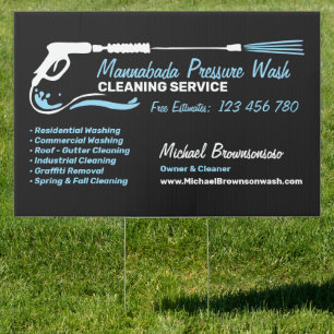 Black and Blue Pressure Washing Power Wash Sign