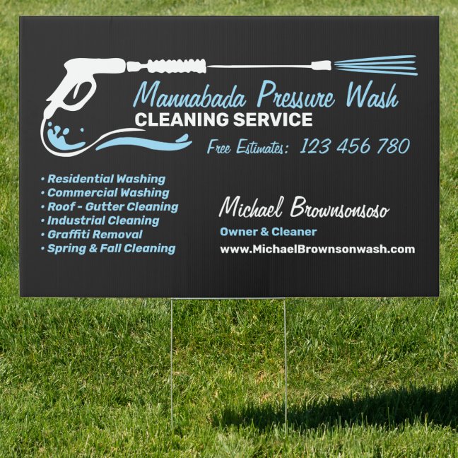 Black and Blue Pressure Washing Power Wash Sign