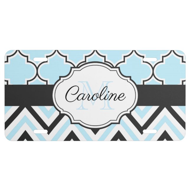 Black and Blue Quaterefoil License Plate (Front)