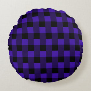Black and Blue Round Pillow