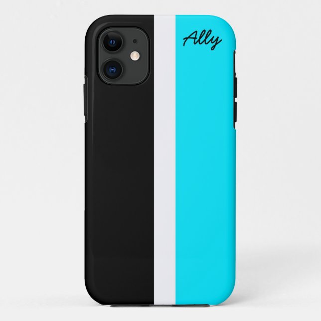 Black and Blue Sectioned iPhone Case (Back)