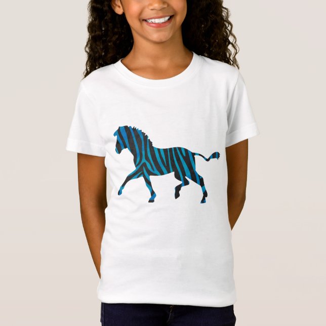 Black and Blue Silhouette Zebra T-Shirt (Front)