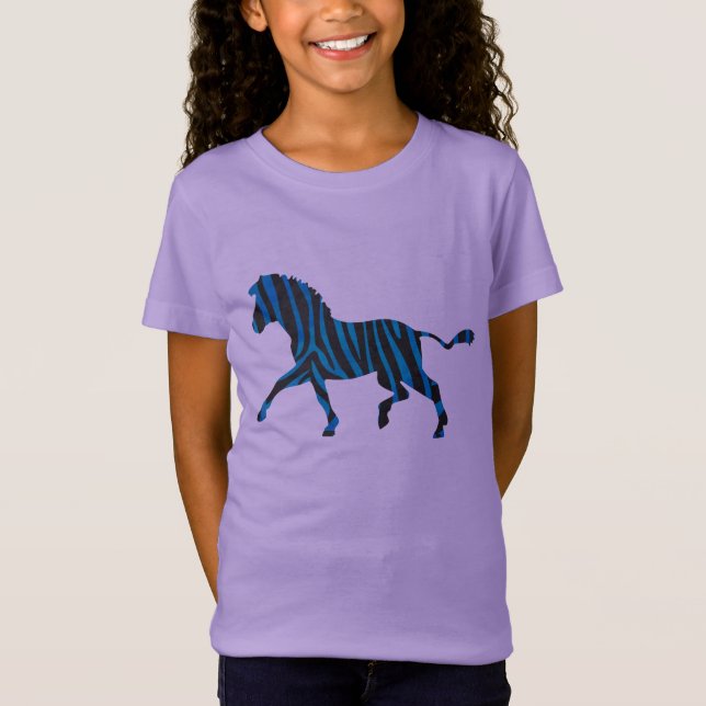 Black and Blue Silhouette Zebra T-Shirt (Front)