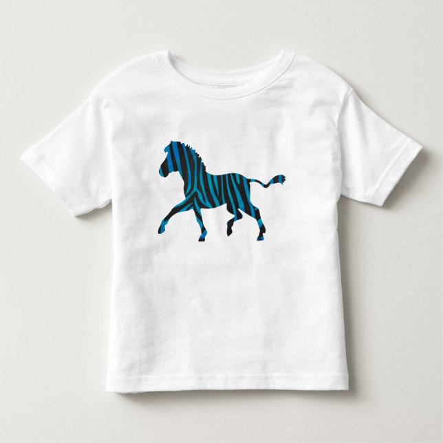 Black and Blue Silhouette Zebra Toddler T-shirt (Front)
