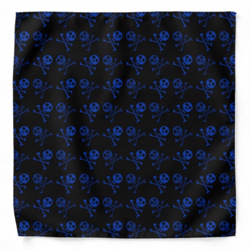 Black and Blue Skull Pattern Bandana