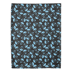 Black and Blue Skull Pattern Duvet Cover