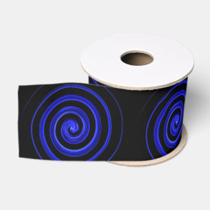 Black and blue spiral pattern grosgrain ribbon