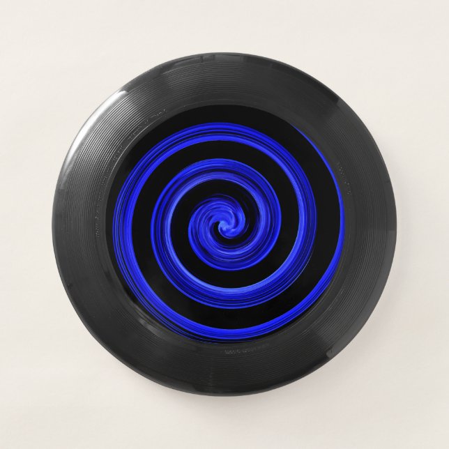 black and blue spiral Wham-O frisbee (Front)
