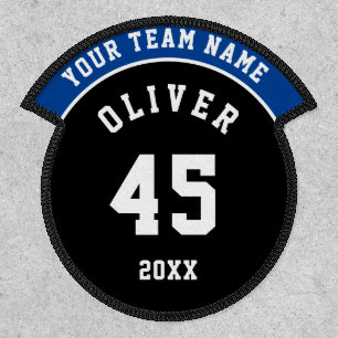Black and Blue Sports Player Team Name Number Patch