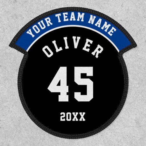 Black and Blue Sports Player Team Name Number Patch