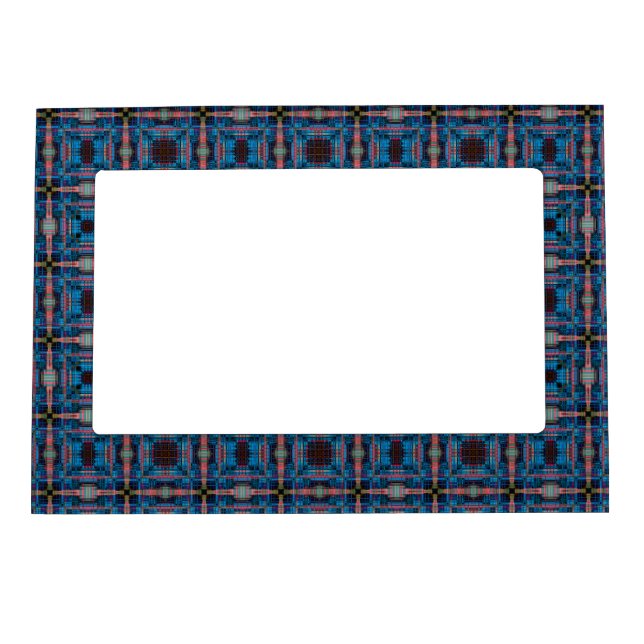 Black and blue squares pattern magnetic frame (Front)