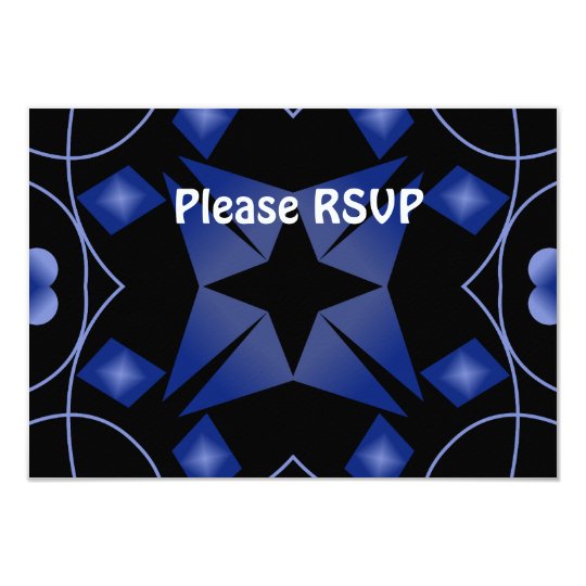 Black and Blue Star Kaleidoscope Abstract Card
