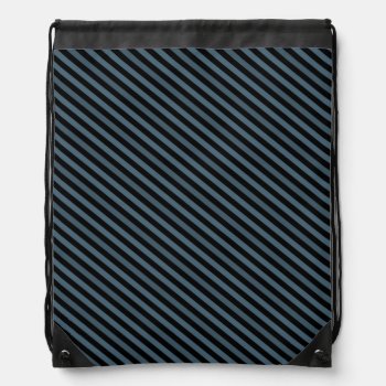 Black And Blue Striped Drawstring Backpack by Hannahscloset at Zazzle