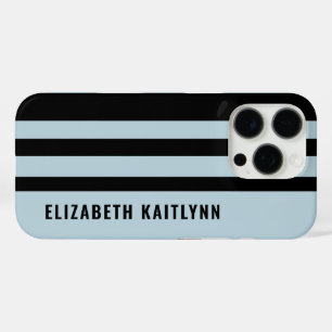 Black and Blue Stripes Pattern Personalized iPhone 16 Pro Case