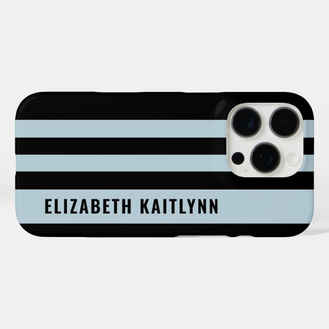 Black and Blue Stripes Pattern Personalized  Case-Mate iPhone Case (Back (Horizontal))