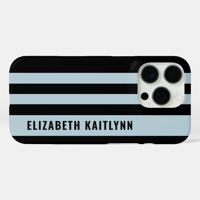 Black and Blue Stripes Pattern Personalized  Case-Mate iPhone Case (Back (Horizontal))