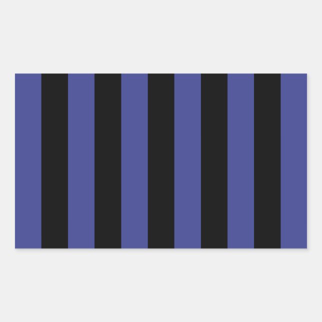 Black and Blue Stripes Rectangular Sticker (Front)