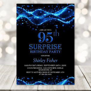 Black and Blue Surprise 95th Birthday Party Invitation