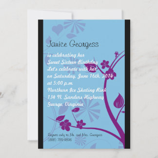 BLACK AND BLUE Sweet Sixteen Invitation