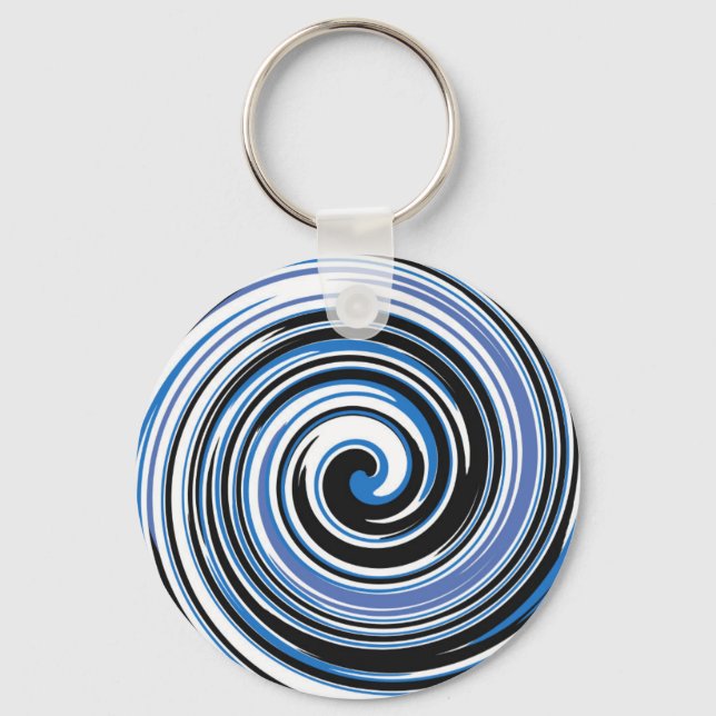 Black and blue swirl pattern keychain (Front)