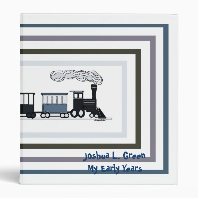 Black and Blue Train Childrens Album Binder (Front)