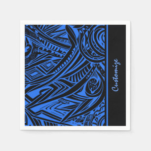 Black And Blue Tribal Abstract Napkins