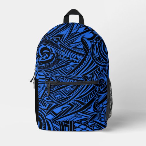 Black And Blue Tribal Abstract  Printed Backpack