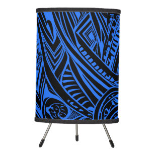 Black And Blue Tribal Abstract Tripod Lamp