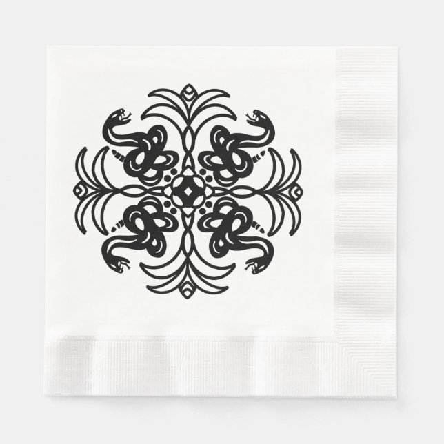 Black and Blue Tribal Snake  Napkins (Front)