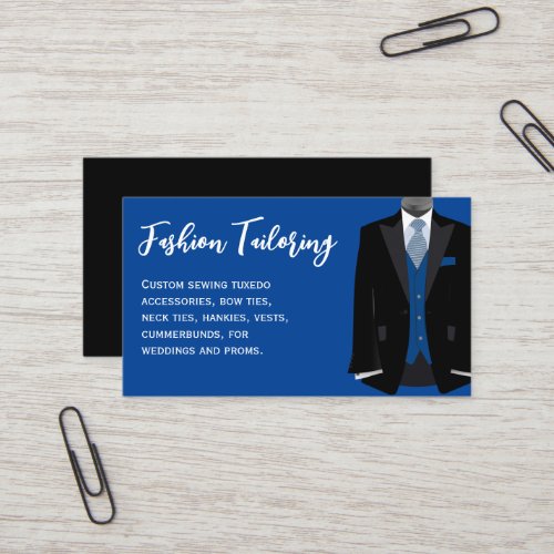 Black and Blue Tuxedo Custom Tailoring Business Card