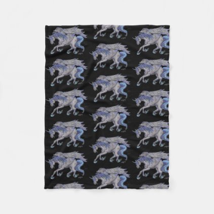 Black and Blue Unicorn with wings Blanket