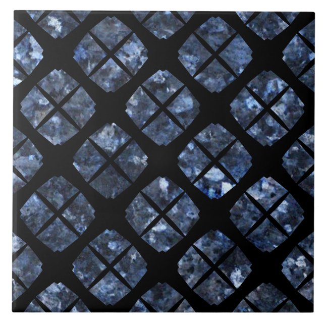 Black and Blue Urban Modern Diamond Pattern Ceramic Tile (Front)