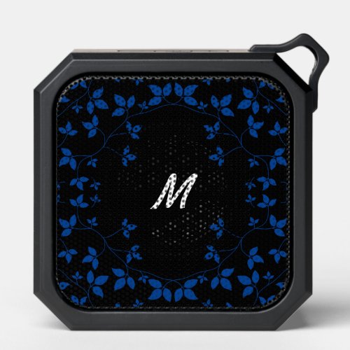Black and Blue Vines with Monogram Initial Bluetooth Speaker