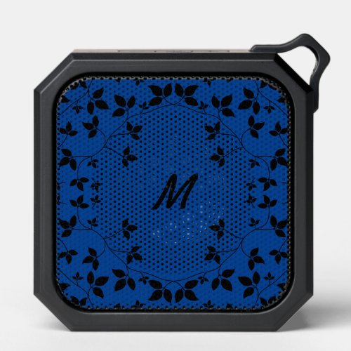 Black and Blue Vines with Monogram Initial Bluetooth Speaker