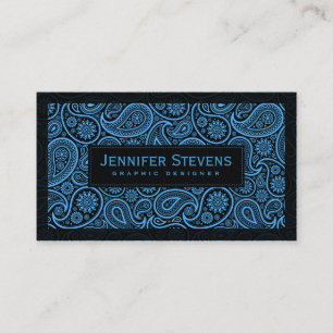 Black And Blue Vintage Paisley Business Card