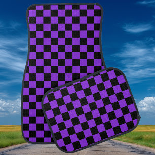 Black and Blue Violet Checkered Car Floor Mat